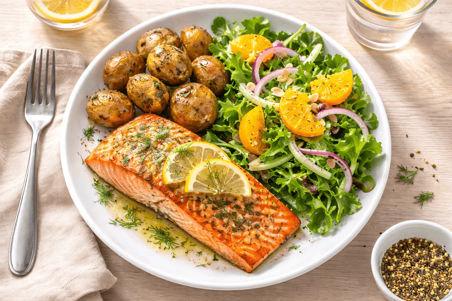 7-day prediabetes meal plan with healthy meals including salmon and vegetables