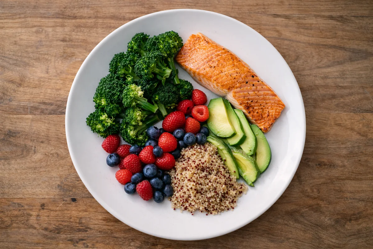 balanced meal plate with best foods for insulin resistance