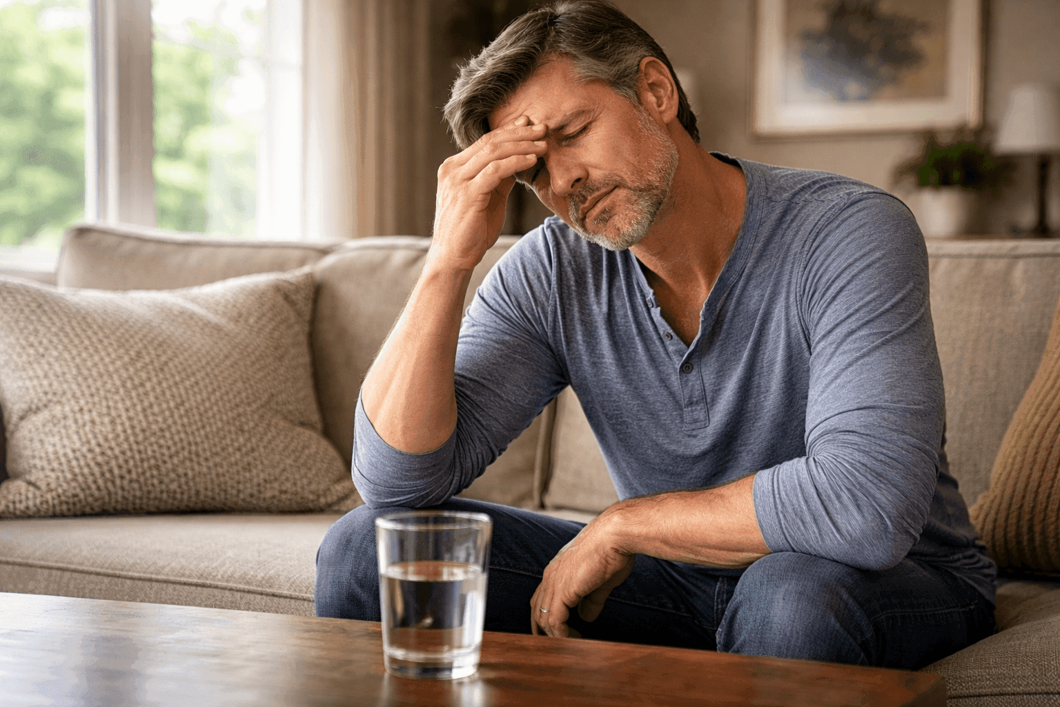 stressed man showing how stress affects blood sugar through elevated cortisol levels