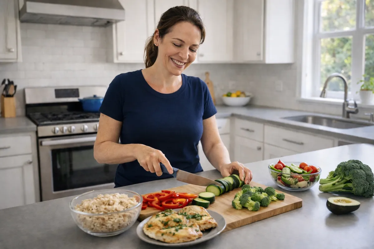 woman preparing healthy meal to combine with berberine for insulin resistance