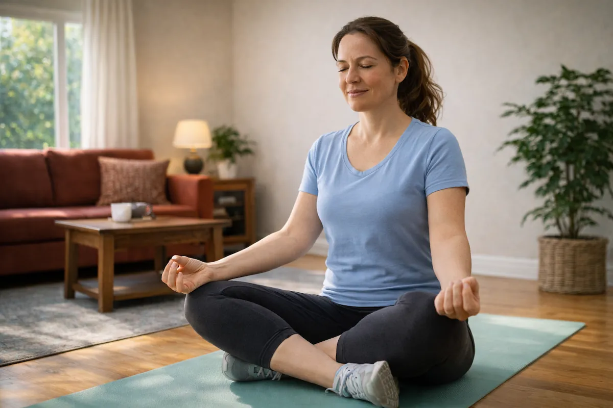 woman doing yoga to reduce blood sugar levels naturally