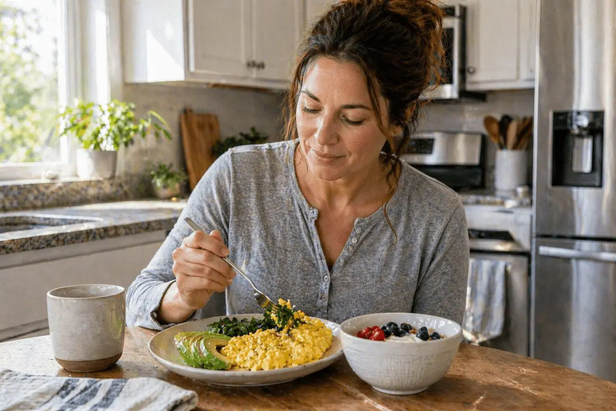 savory high protein breakfast to support morning blood sugar hacks and prevent glucose spikes