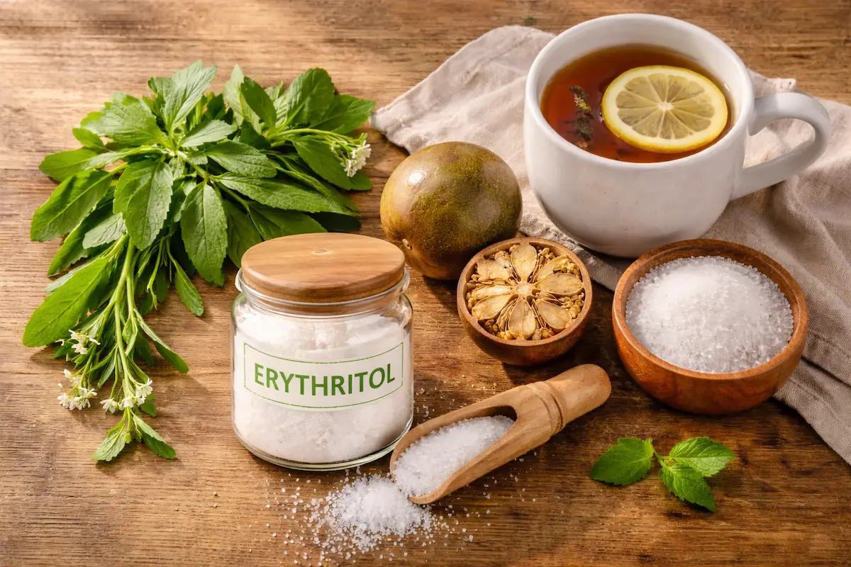 natural sweeteners stevia monk fruit and erythritol as sugar alternatives for better blood sugar control